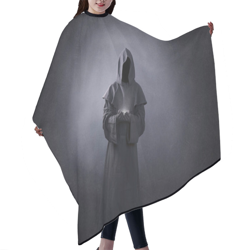 Personality  Ghostly Figure With Light In Hands In The Dark Hair Cutting Cape