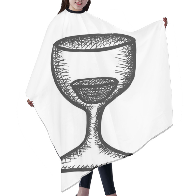 Personality  Doodle Glass Of Wine,  Illustration Icon Hair Cutting Cape