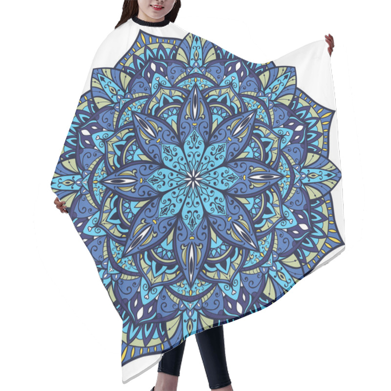 Personality  Vector, Blue Ornate Mandala Hair Cutting Cape