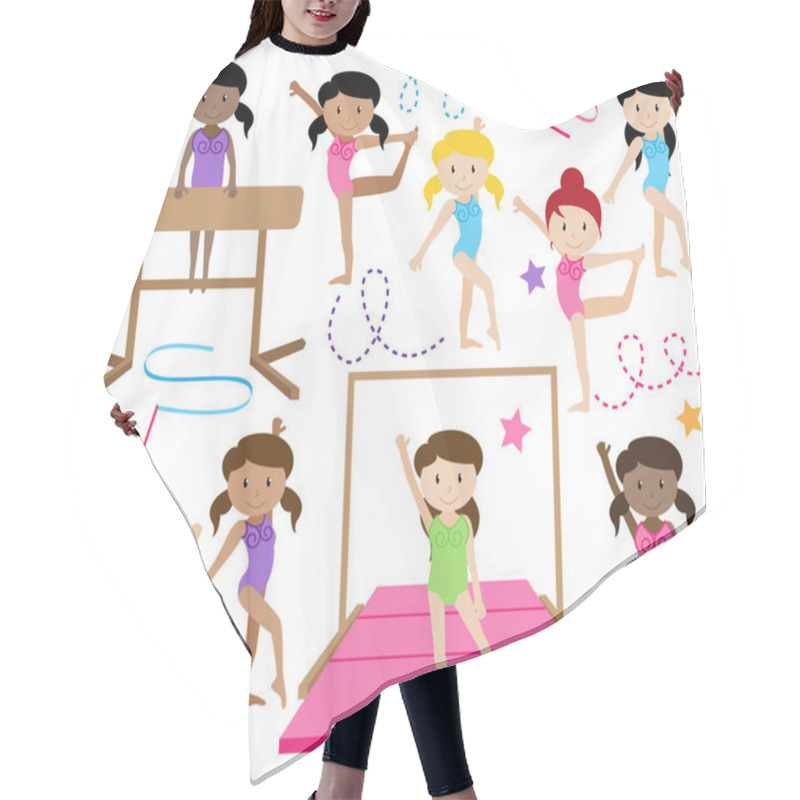 Personality  Vector Collection Of Cute Female Gymnasts Or Dancers Of Different Ethnicities Hair Cutting Cape