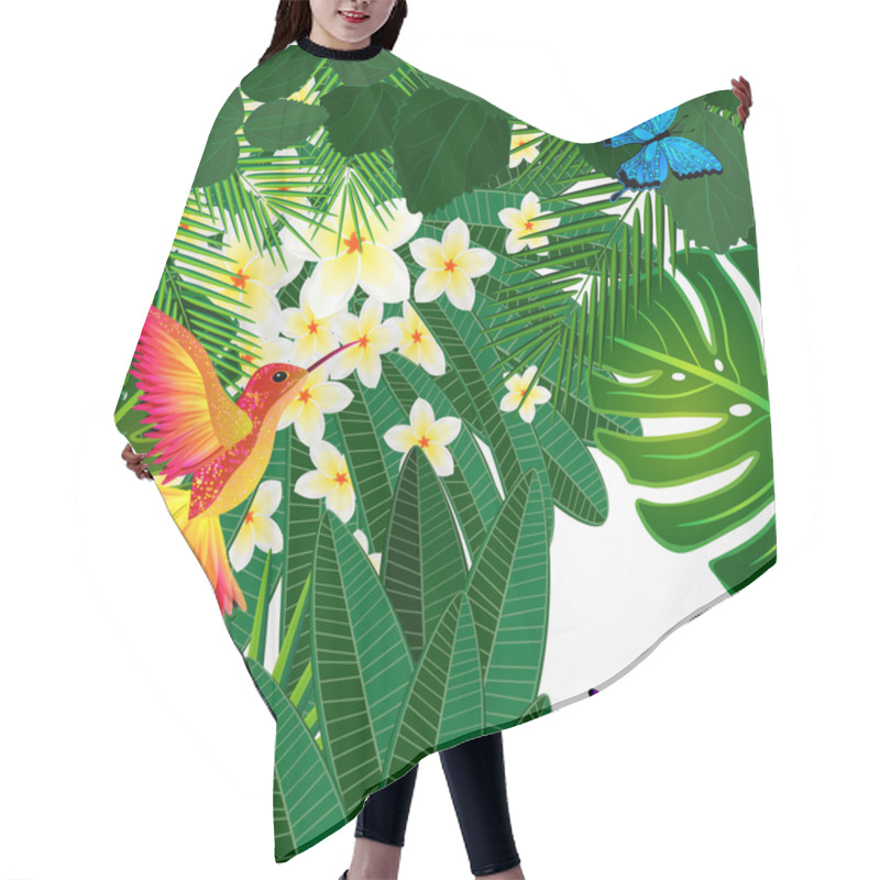 Personality  Tropical Floral Design Background With Bird, Butterflies. Hair Cutting Cape