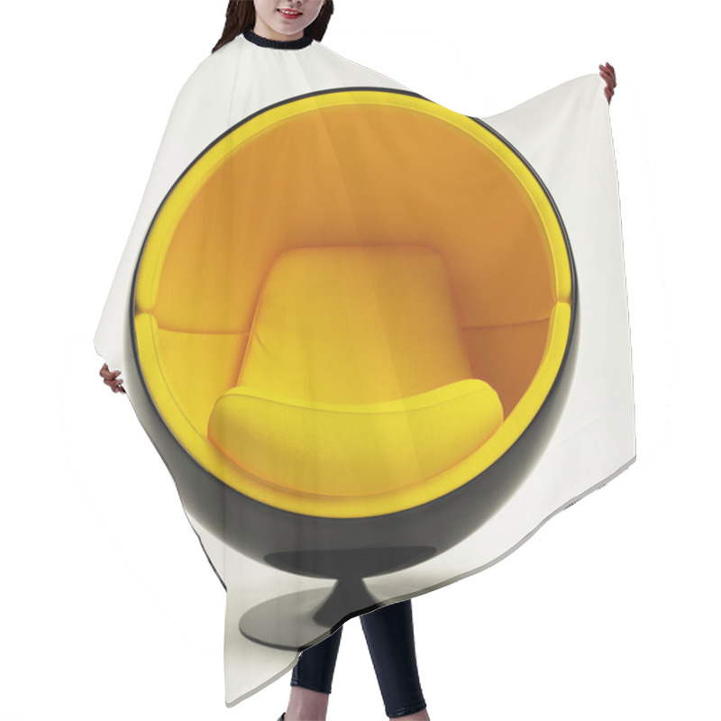 Personality  Modern Yellow Black Cocoon Ball Chair Isolated On White Background Hair Cutting Cape