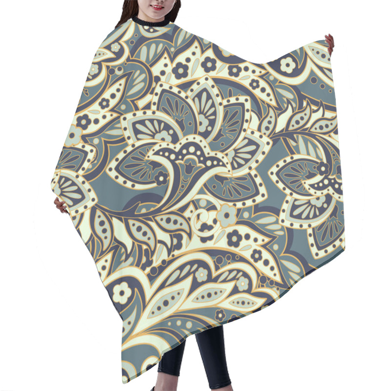 Personality  Elegance Seamless Pattern With Ethnic Flowers.  Hair Cutting Cape