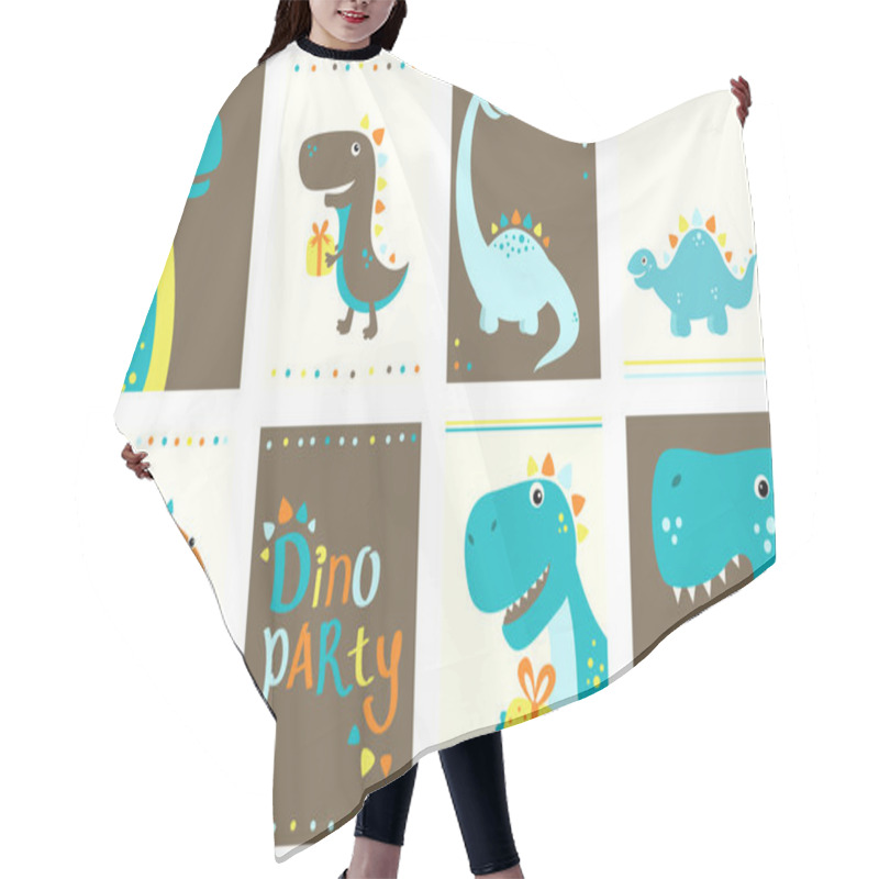 Personality  Collection Of Birthday Banners With Cute Dinosauros Hair Cutting Cape