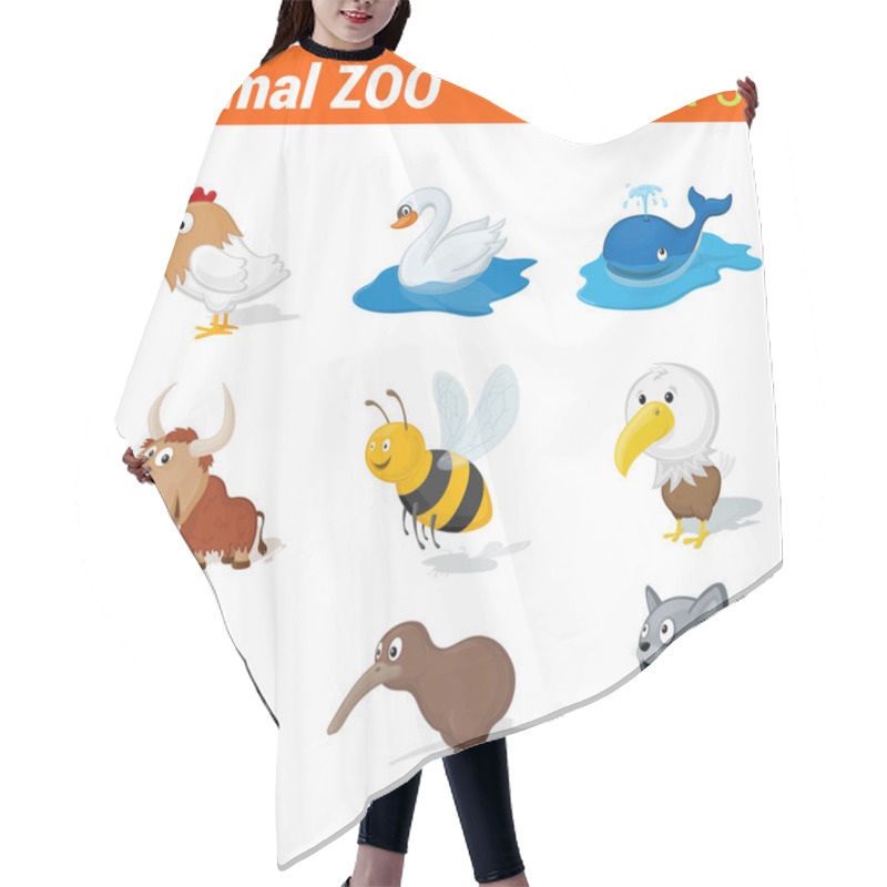 Personality  Funny Children Animals Icon Set. Hair Cutting Cape