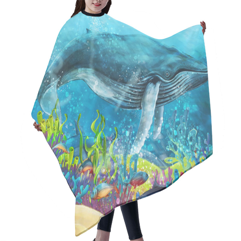 Personality  Cartoon Scene With Whale Near Coral Reef - Illustration For Children Hair Cutting Cape