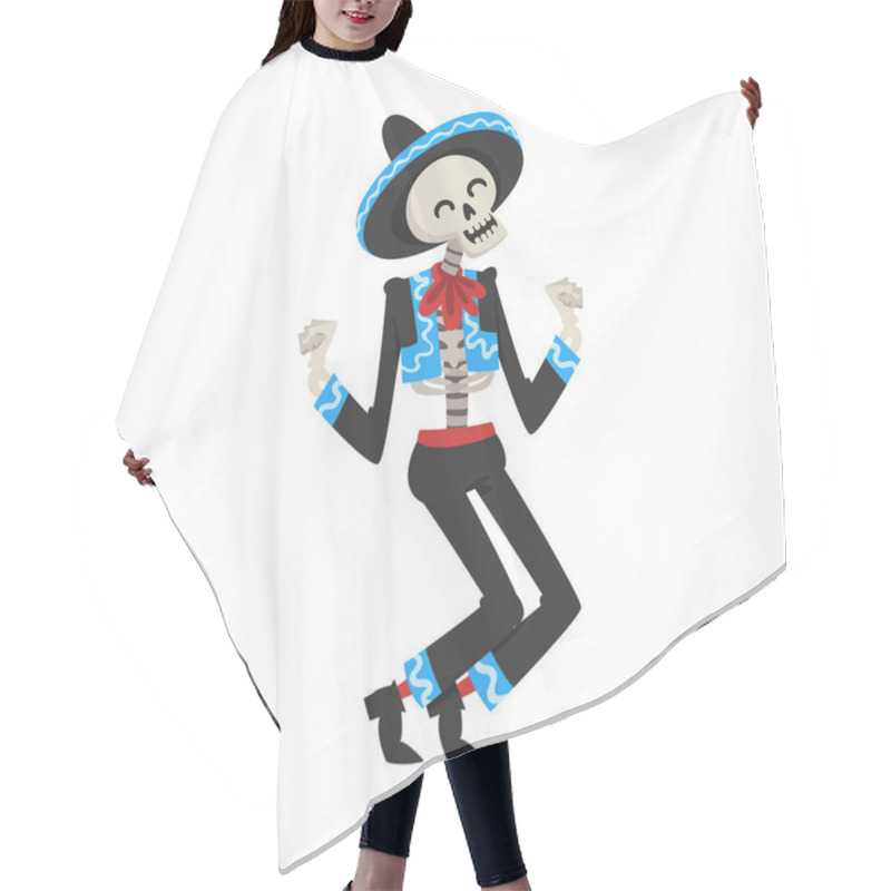 Personality  Dancing Skeleton In The Mexican National Costume, Day Of The Dead Dia De Los Muertos Concept Vector Illustration Hair Cutting Cape