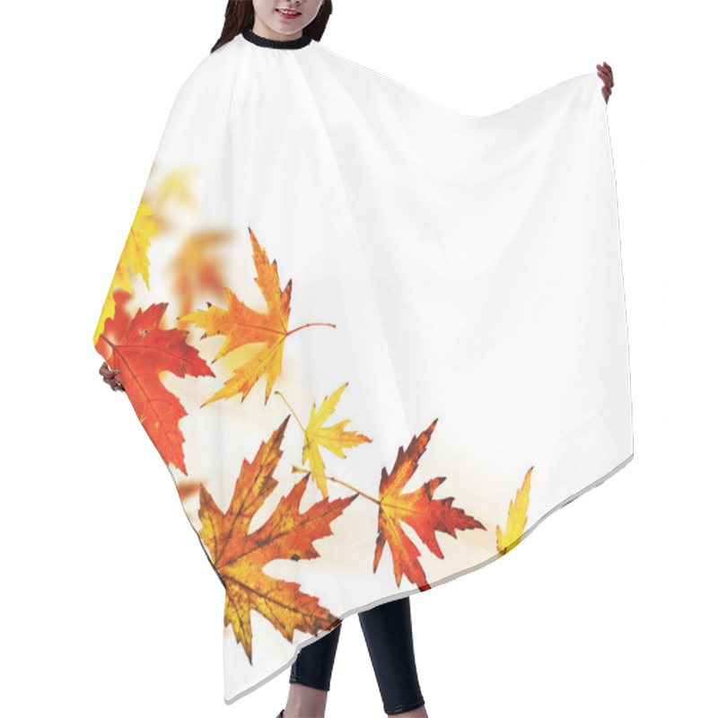 Personality  Autumn Leaves Over White Hair Cutting Cape