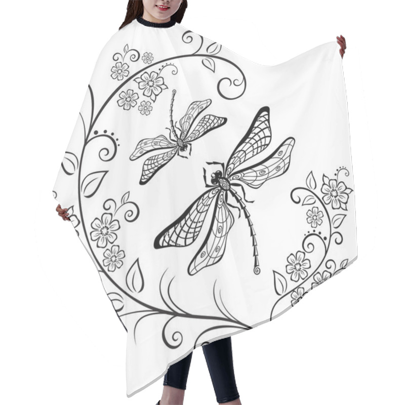 Personality  Flowers And Dragonflies Hair Cutting Cape