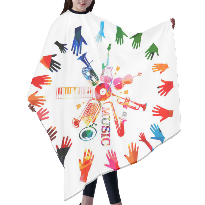 Personality  Abstract Musical Instruments On White Background, Musical Banner Hair Cutting Cape