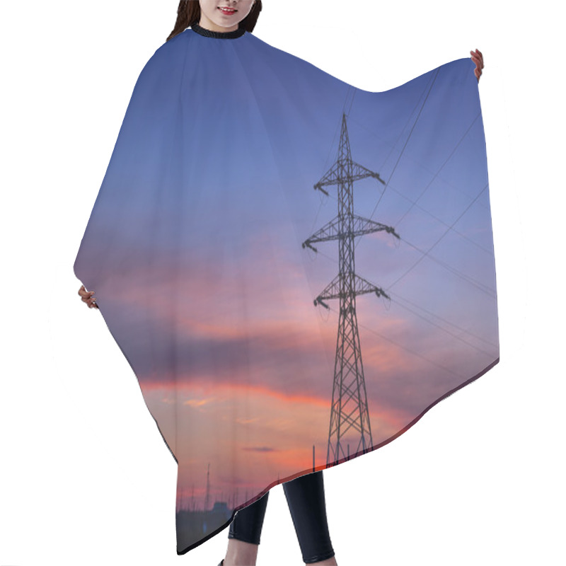 Personality  Electric Pylons At Sunset Hair Cutting Cape