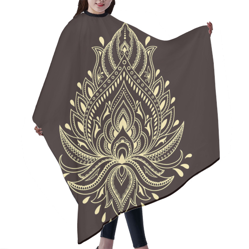 Personality  Henna Tattoo Flower Template In Indian Style. Ethnic  Floral Paisley - Lotus. Mehndi Style. Hair Cutting Cape