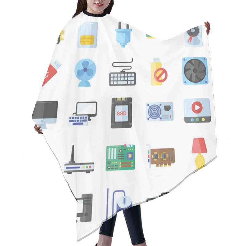 Personality  Flat Vectors Set Of Computers, Hardware, Electronics And Appliances Are Here. Hope You Will Find This Editable Set Helpful In Related Niches. Hair Cutting Cape