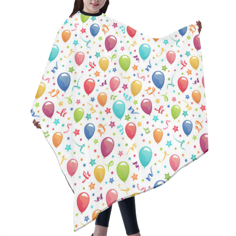 Personality  Eps Vector Illustration Seamless Background With Balloons, Streamers, Confetti And Stars For Birthday And Party Time Concepts Hair Cutting Cape