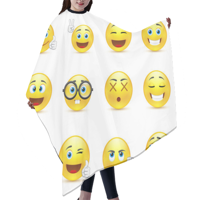 Personality  Smiley Faces Images Expressing Different Emotions Hair Cutting Cape