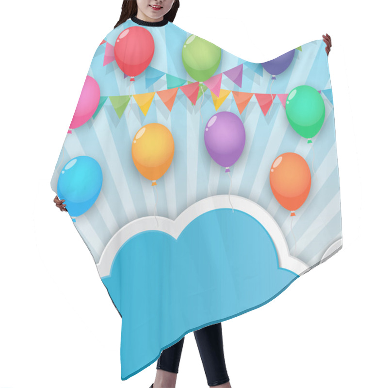 Personality  Balloon And Party Flags Sky Background Hair Cutting Cape