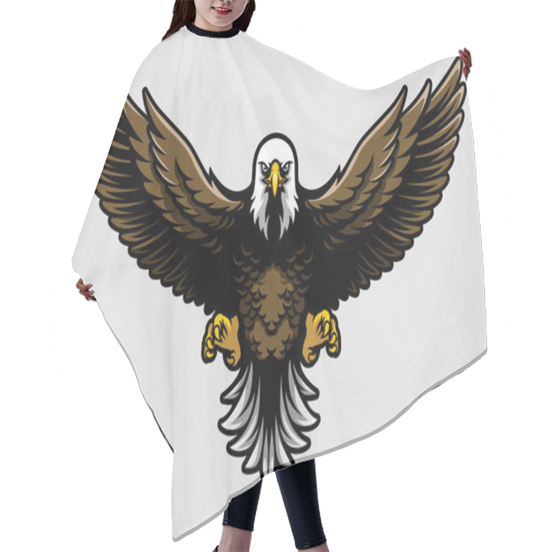 Personality  American Bald Eagle With Open Wings And Claws In Cartoon Style Hair Cutting Cape