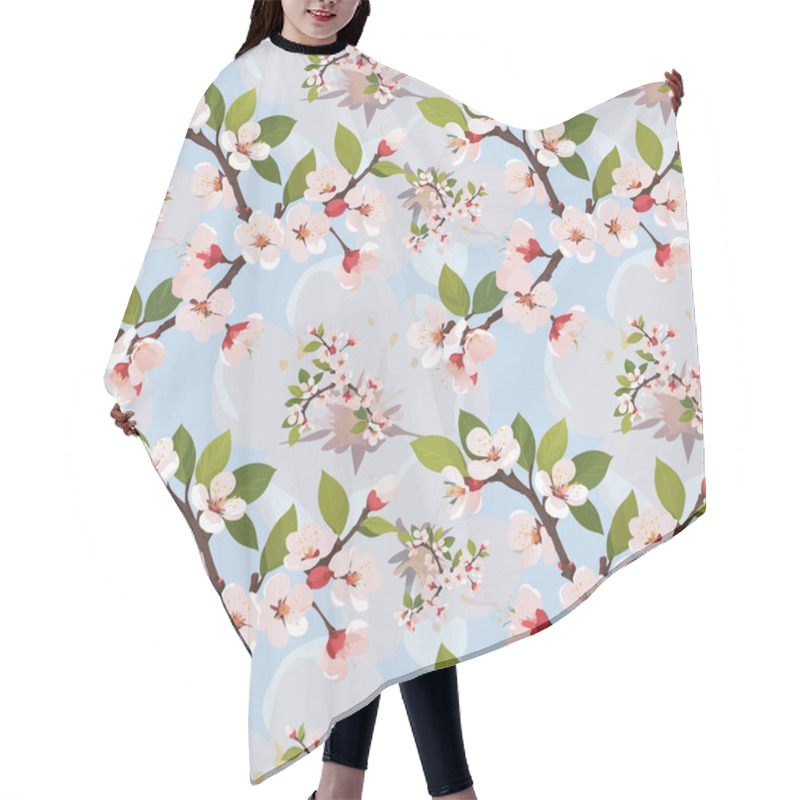 Personality  Delicate Pastel Cherry Blossoms Print Hair Cutting Cape