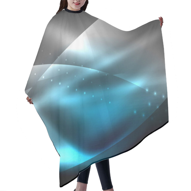 Personality  Neon Wave Background With Light Effects, Curvy Lines With Glittering And Shiny Dots, Glowing Colors In Darkness, Magic Energy Hair Cutting Cape