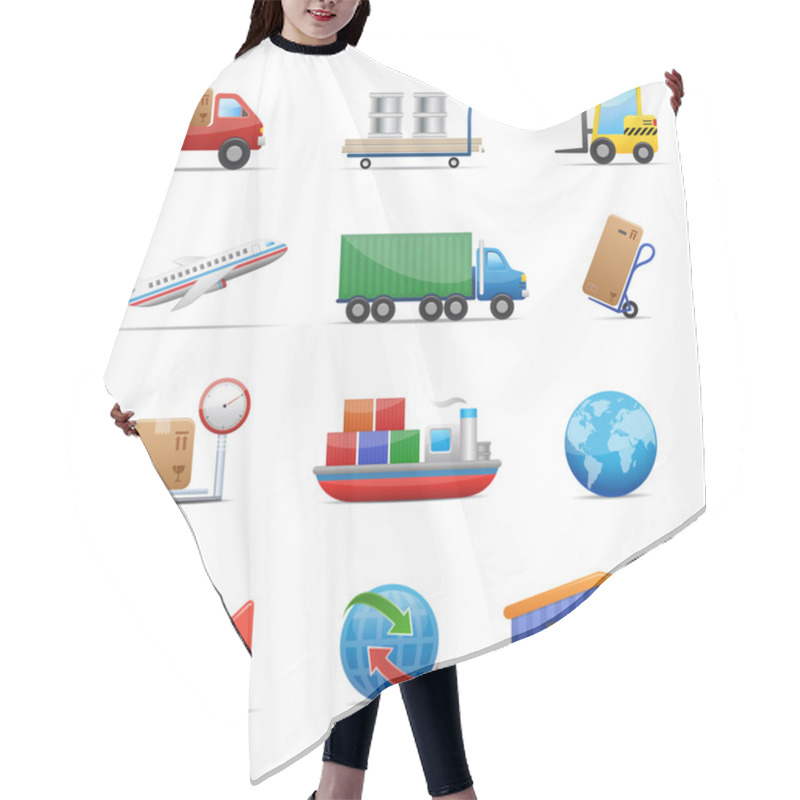 Personality  Industry & Logistics Icon Set Hair Cutting Cape