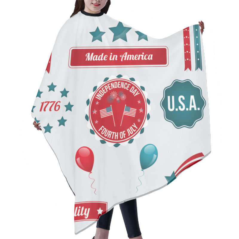 Personality  Vector Independence Day Badges Hair Cutting Cape