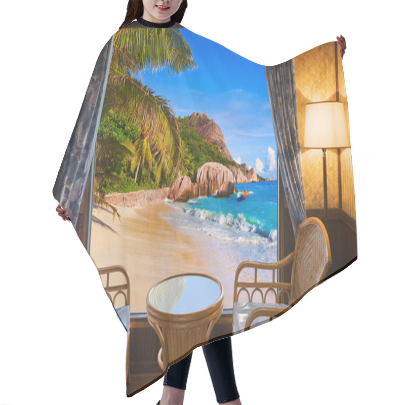 Personality  Hotel Room And Beach Landscape Hair Cutting Cape