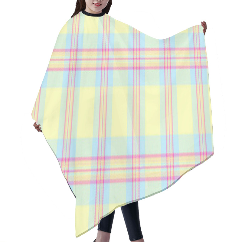 Personality  Delightful Pastel Plaid Pattern In Soft Yellow, Light Blue, And Pink.  Perfect For Textile Designs, Scrapbooking, Website Backgrounds, Or Any Project Needing A Cheerful, Delicate Aesthetic. Hair Cutting Cape