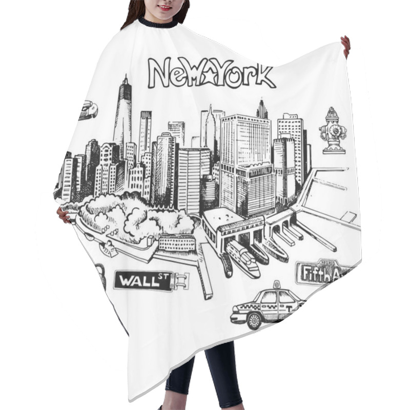 Personality  New York Doodle Freehand Hair Cutting Cape