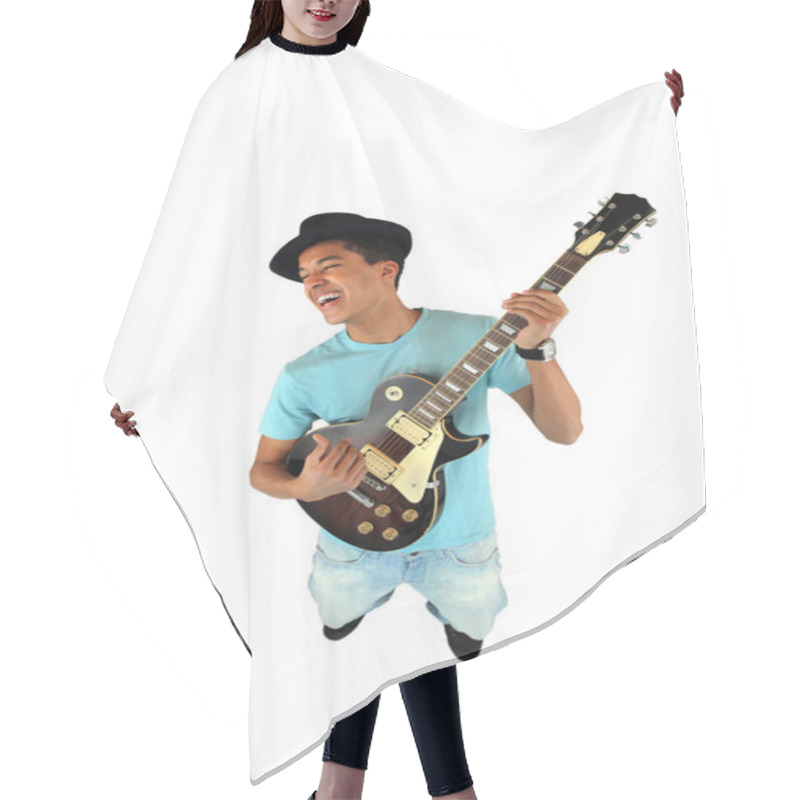 Personality  Young Man Playing A Guitar Hair Cutting Cape