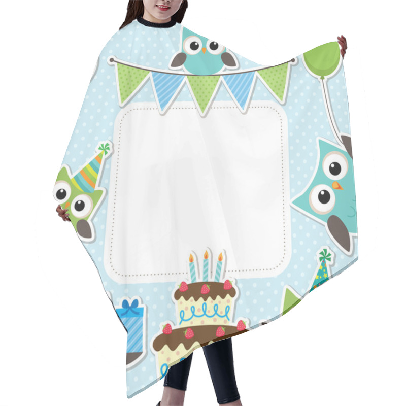 Personality  Party Owls Blue Card Hair Cutting Cape