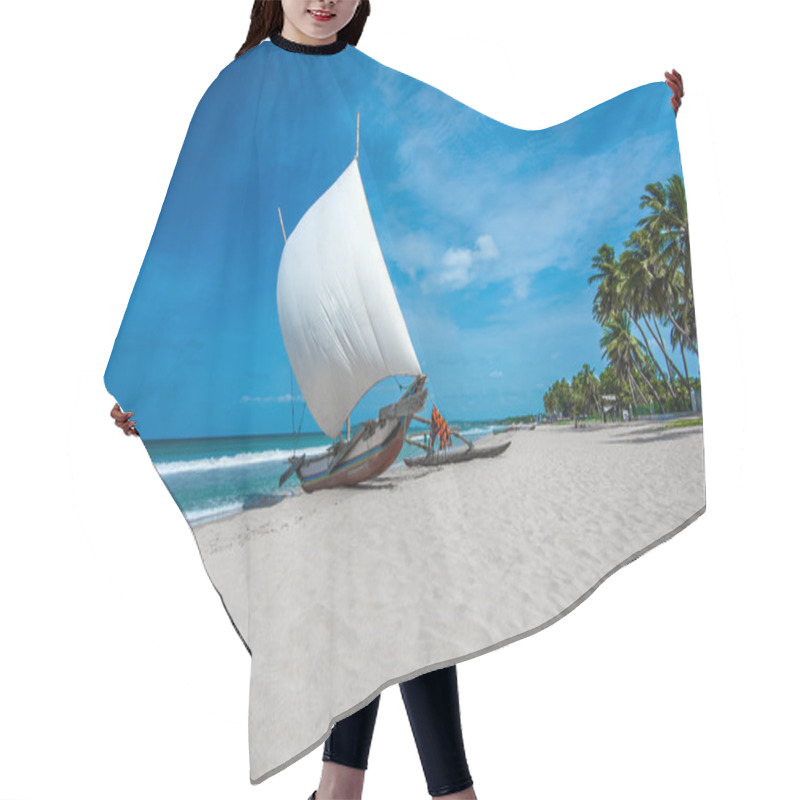 Personality  Boat On Beautiful Beach Hair Cutting Cape