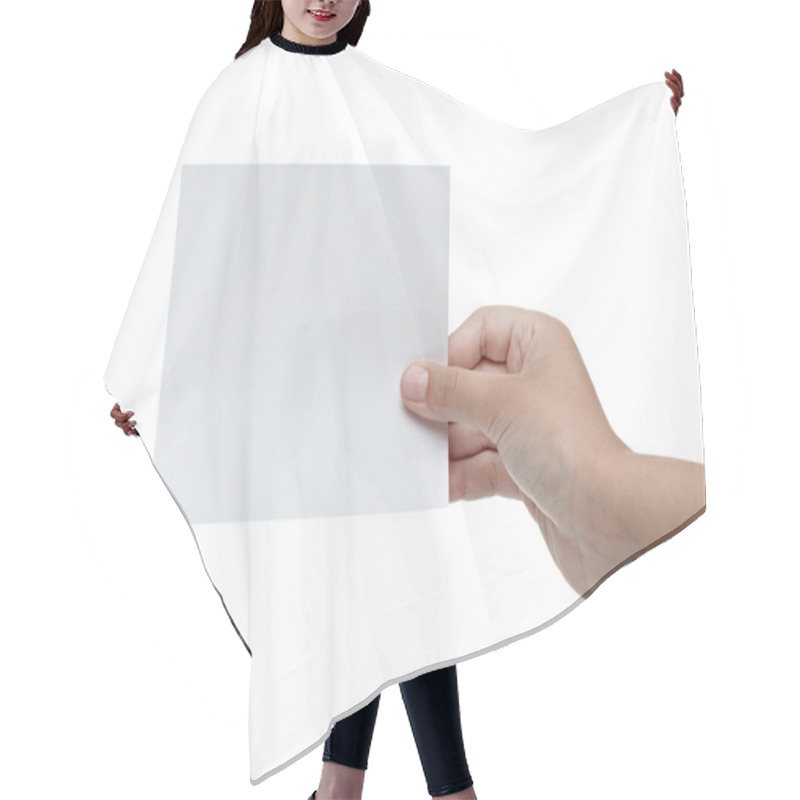 Personality  Hand Holding Blank Message Note Hair Cutting Cape