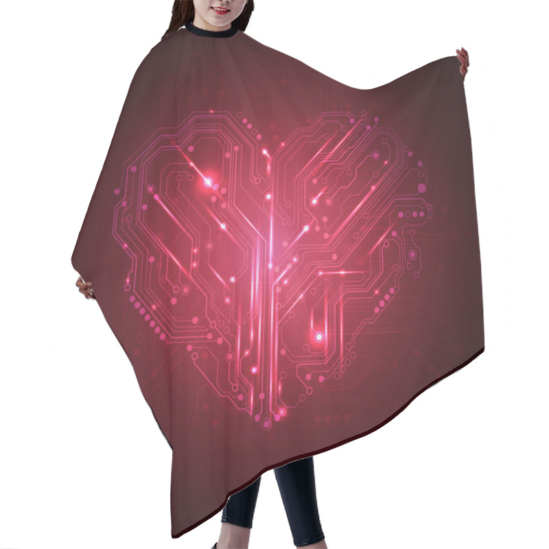 Personality  Circuit Board Heart Background - Creative Idea Vector Hair Cutting Cape