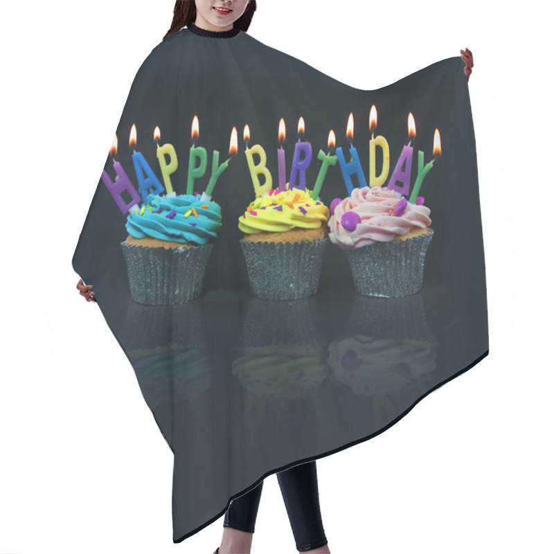 Personality  Cupcakes Spelling Out Happy Birthday Hair Cutting Cape