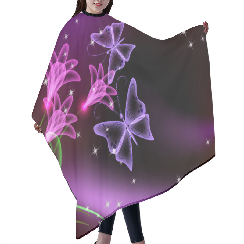 Personality  Glowing Transparent Flowers, Stars And Butterfly Hair Cutting Cape