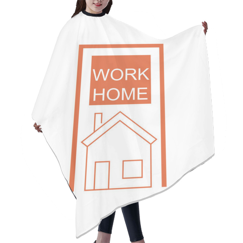 Personality  Orange Work Home Lettering And House On White Background Hair Cutting Cape