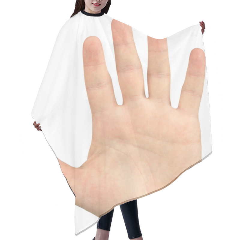 Personality  Close-up Image Of Mans Hand Give A Palm Hand Gesture Hair Cutting Cape