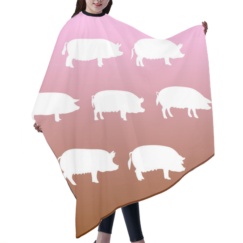 Personality  Silhouettes Pigs Hair Cutting Cape