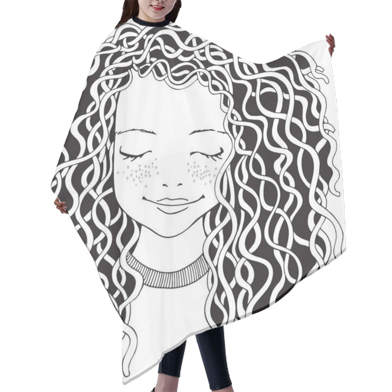 Personality  Baby Girl With Long Curly Hair Hair Cutting Cape