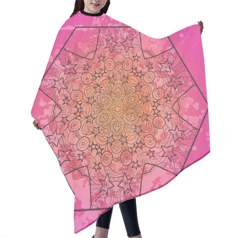 Personality  Oriental Mandala Motif In Pink Hair Cutting Cape