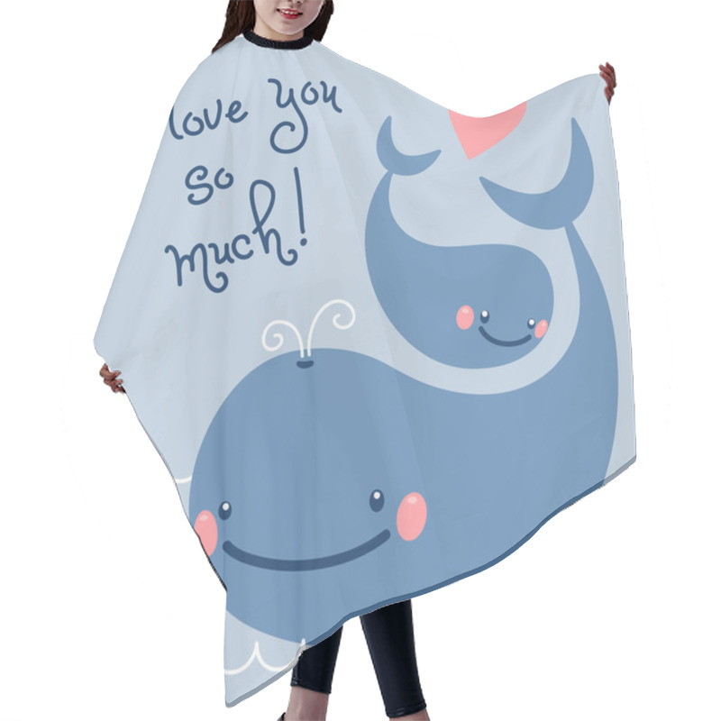 Personality  Happy Father's Day. Card With Cute Whales. Hair Cutting Cape