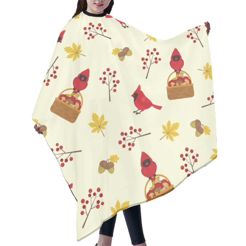 Personality  Autumn Seamless Pattern With Cardinal Bird Hair Cutting Cape