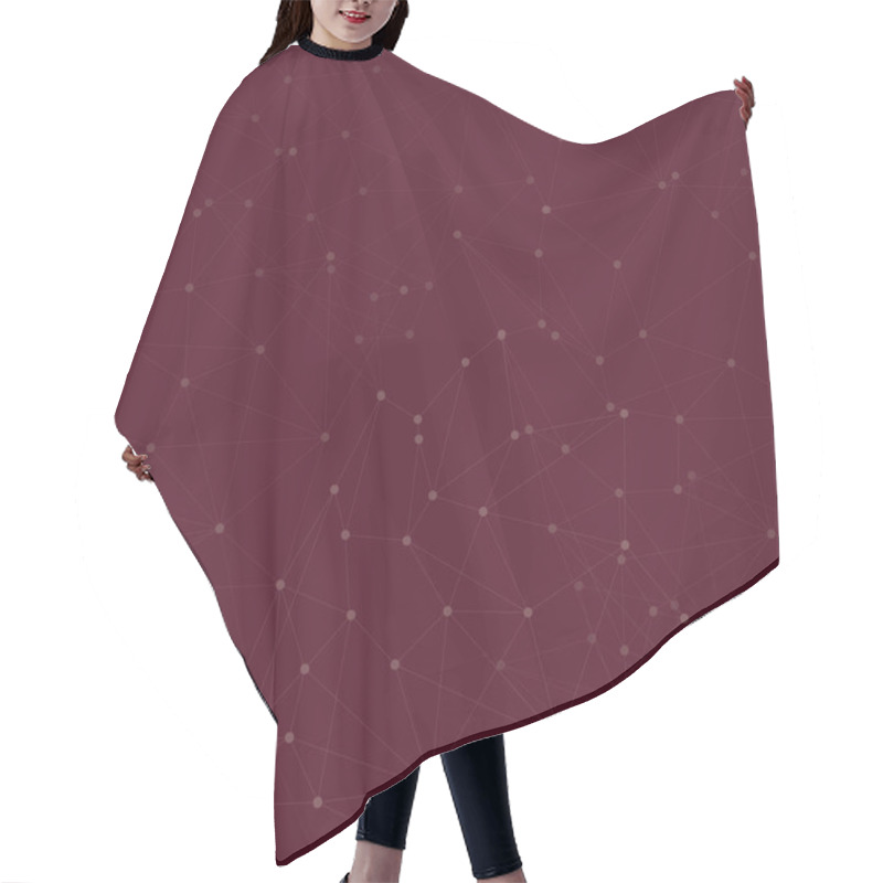 Personality  Maroon Two Tone Digital Array Of Nodes With Connecting Lines. Seamless Pink Dots Linked Forming Uneven Grid Pattern. Creative Background Idea For Technical Advertisement And Design. Hair Cutting Cape