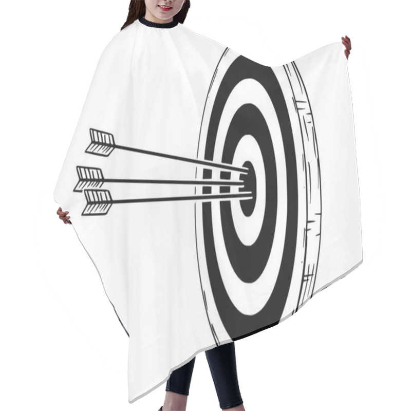 Personality  Cartoon Of Target Or Clout With Three Bow Arrows Hits In Center Hair Cutting Cape