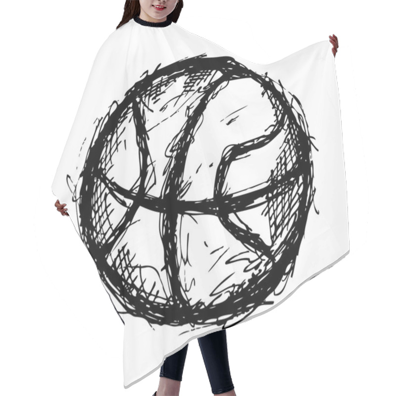 Personality  Basket Ball Doodle Isolated On White Background Hair Cutting Cape