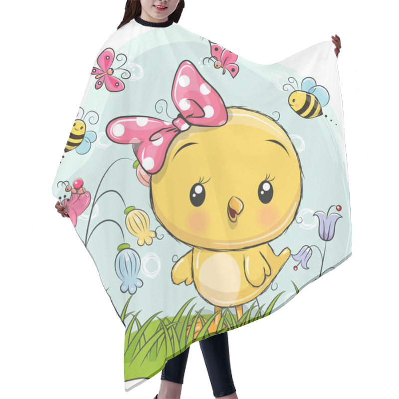 Personality  Cute Chicken With Flowers And Butterflies Hair Cutting Cape