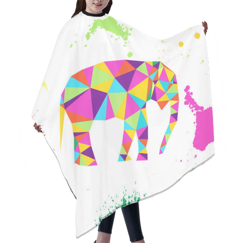 Personality  Elephant In Geometric Origami Style Hair Cutting Cape