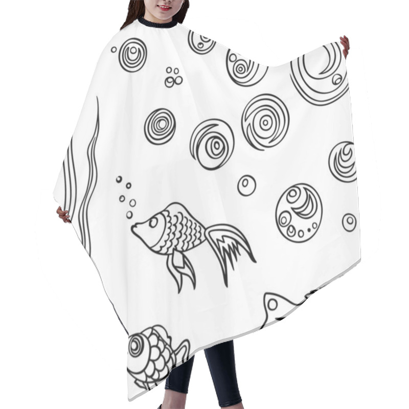 Personality  Fish And Bubbles Set Hair Cutting Cape