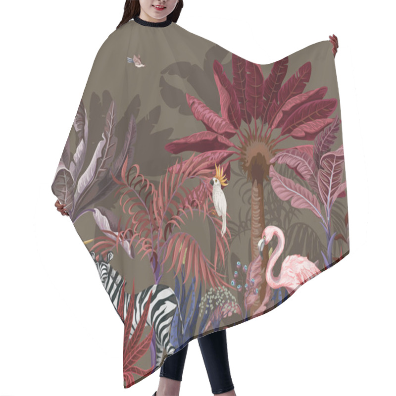 Personality  Border With Tropical Animals In Jungle. Vector. Hair Cutting Cape