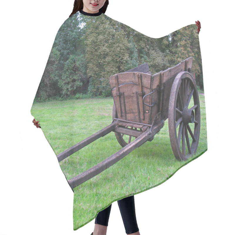 Personality  Old Wooden Wagon Wheel In The Field Hair Cutting Cape